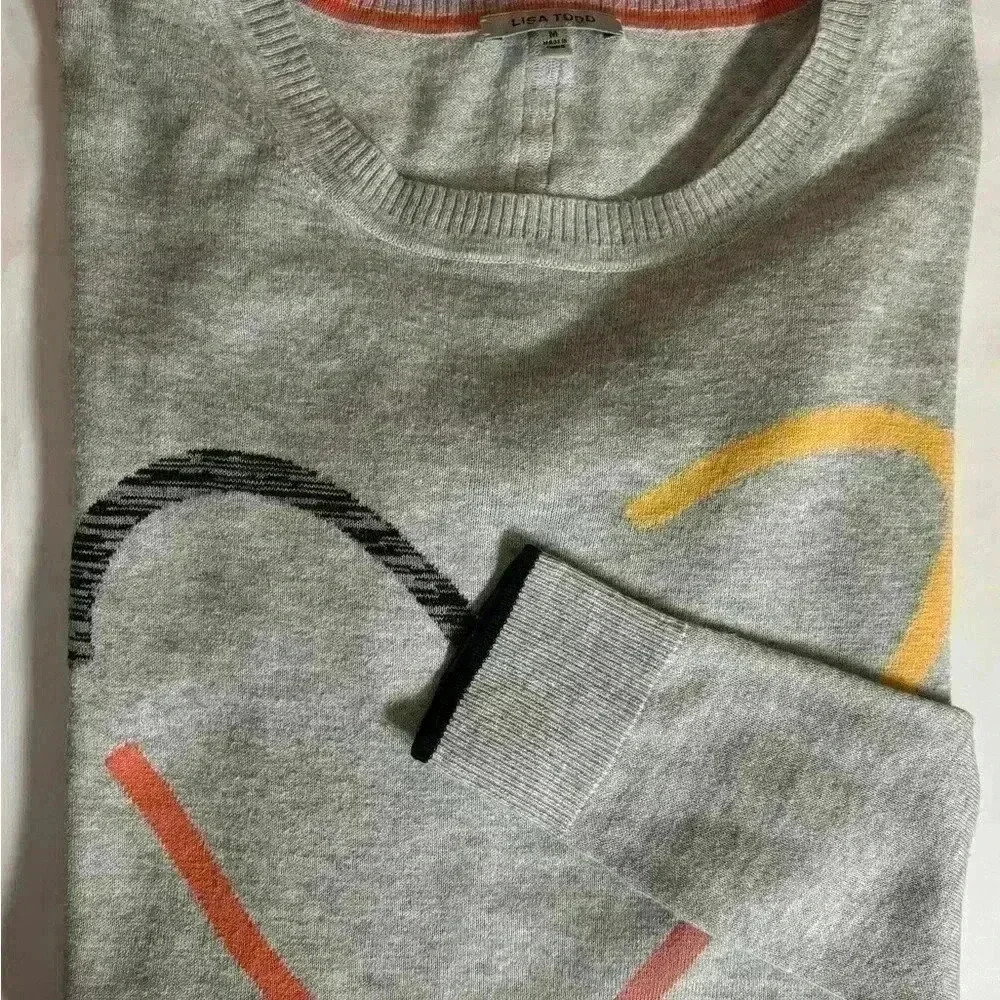 VALENTINES DAY! Lisa Todd Cashmere Blend Heart Sweater Size M - Picture 4 of 7